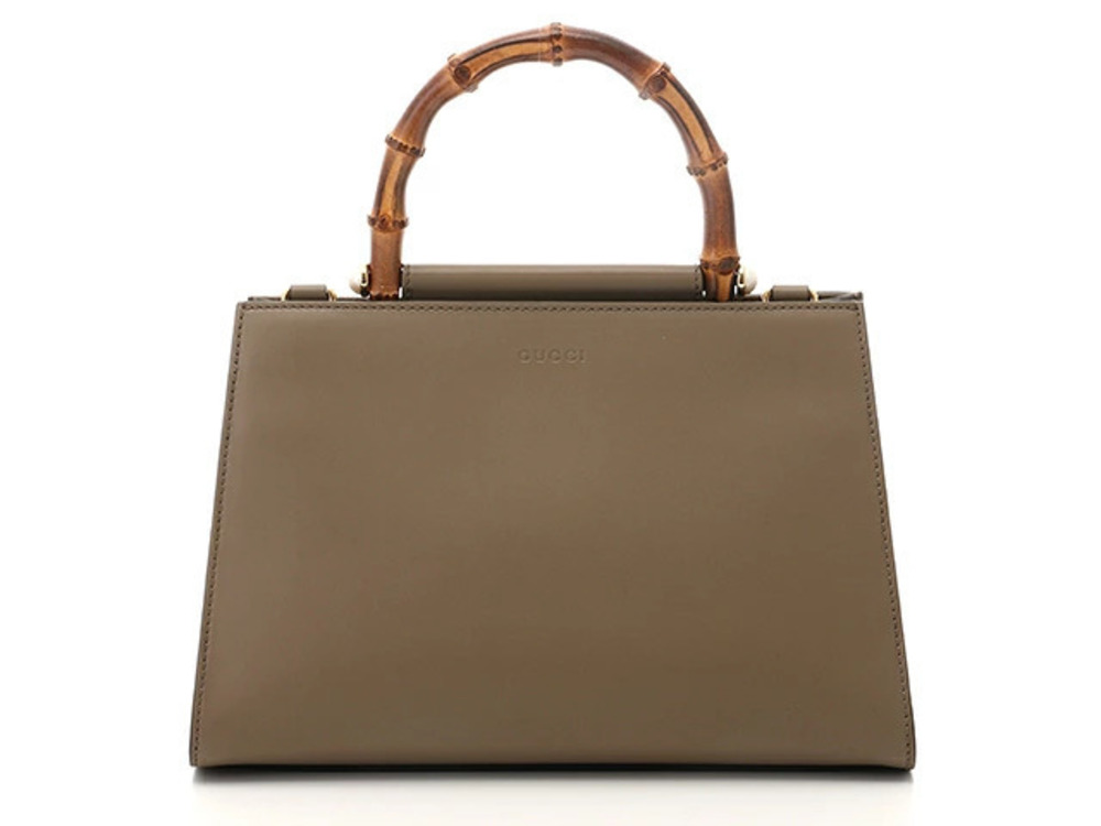 Gucci Bag Bamboo Handle Pearls Calfskin Beige Cream